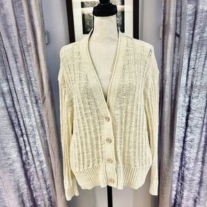 J. Crew Cream Knit Cardigan Sweater